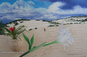 "Cammino sulle Dune di Sabbia" Olio e materia su tavola - 120x80 - 2006 