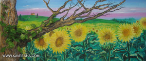 "Il Canto dei Girasoli" Olio e materia su tavola  190x80 - 2006