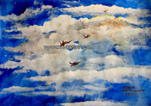 "Nuvole e Arcangeli" Acrilico - 70x50 2003